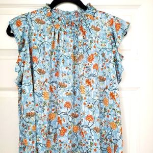 Woman's shirt, large, blue with flowers